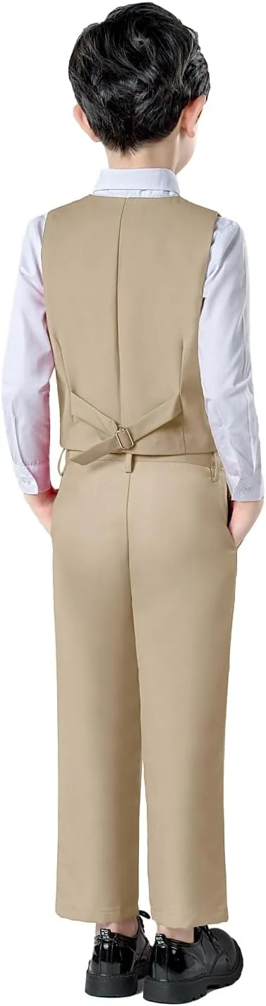 Boys Suit for Kids Toddler Boy 4-Piece Wedding Tuxedo Suits Vest and Pants Set