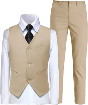 Boys Suit for Kids Toddler Boy 4-Piece Wedding Tuxedo Suits Vest and Pants Set