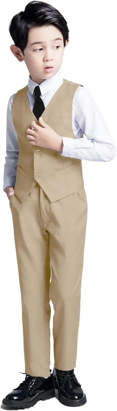 Boys Suit for Kids Toddler Boy 4-Piece Wedding Tuxedo Suits Vest and Pants Set
