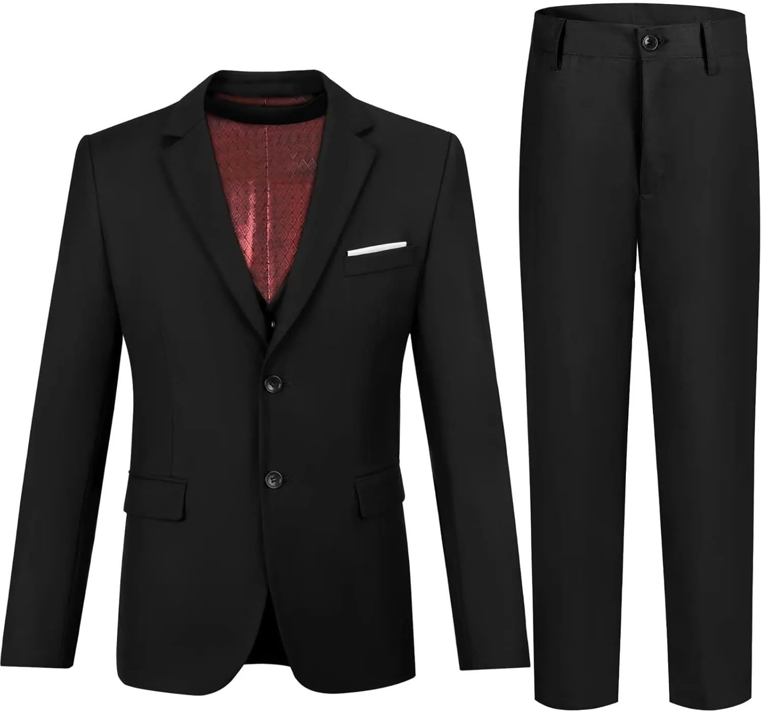 Boy's Suit Slim Fit Formal 3 Pieces Suit Set, Dress Suit Blazer Vest Pants, Kids Wedding Ring Bearer Outfit Size 2T-20
