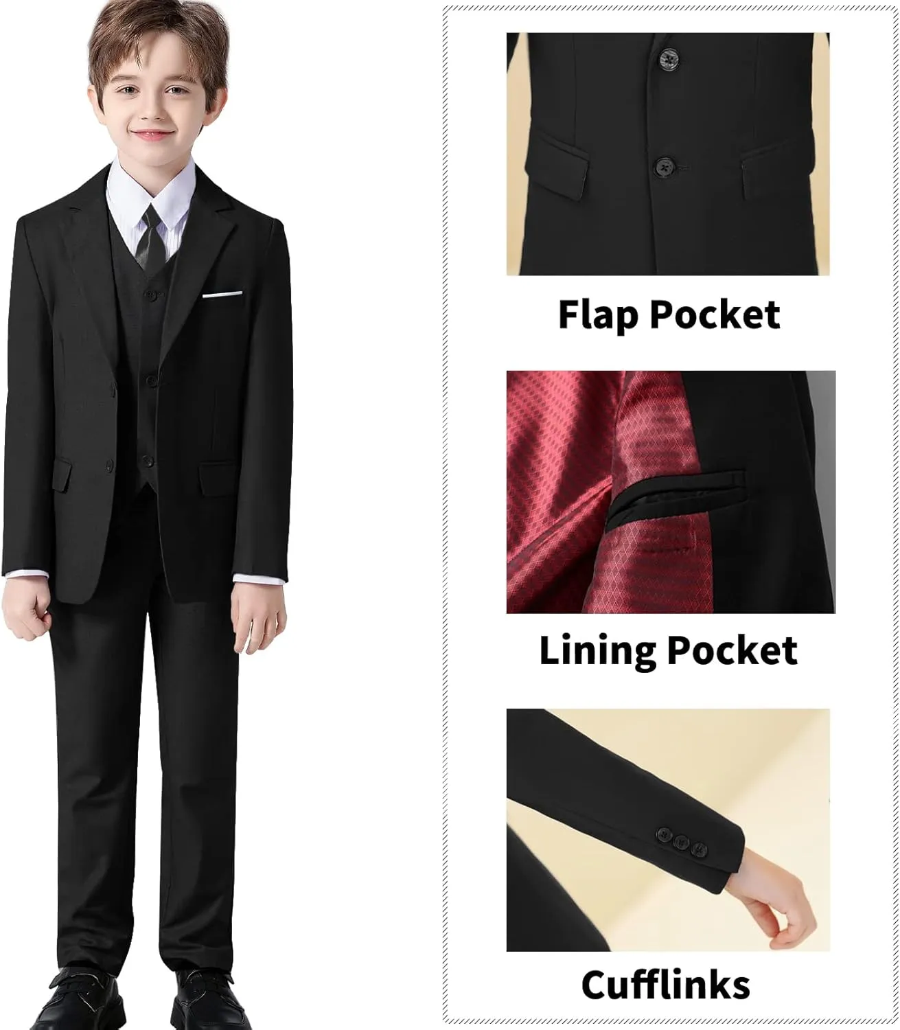Boys' Suits Formal Tuxedo Slim Fit Boys Suit Set for Wedding Outfit Teen Boy Dress Clothes