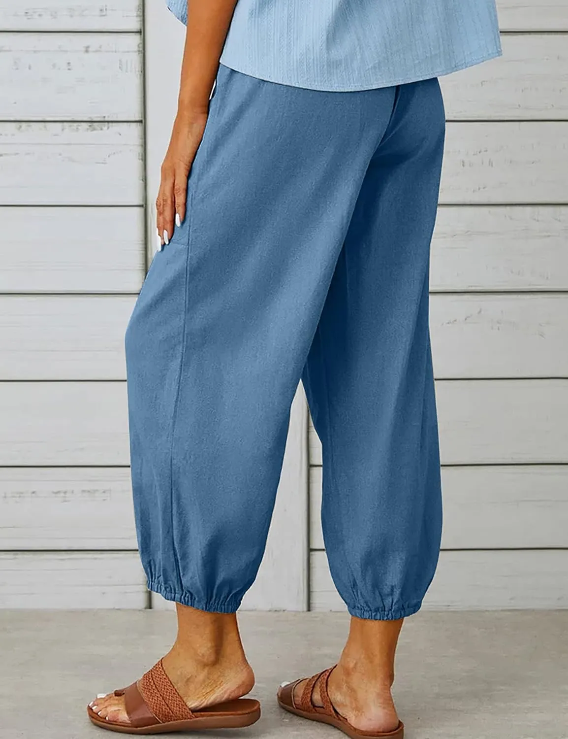 Bozanly Women's Casual Lantern Harem Loose Capris Pants Summer Yoga Slacks Trousers with Pockets