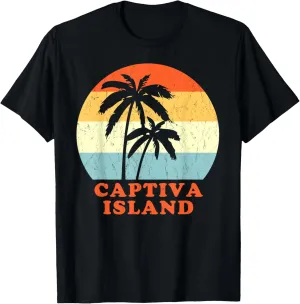 Captiva Island, Florida Vintage Palm Tree Sunset Vacation T-Shirt