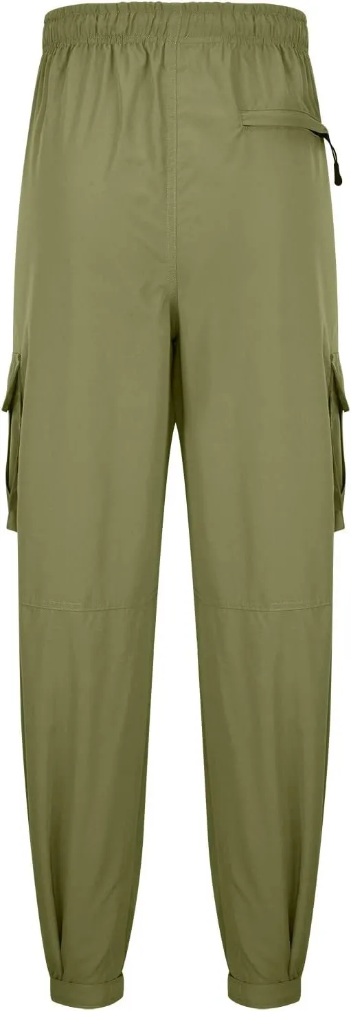 Cargo Pants Men 2023 Cotton Elastic Waist Multi Pockets Outdoor Sweatpants Solid Beam Feed Loose Tooling Trousers