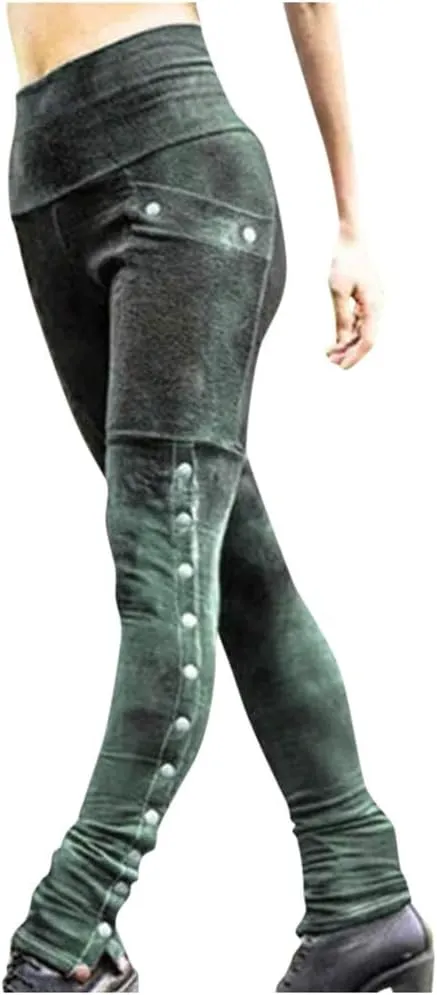 Casual Trousers for Women Stretchy Pencil Fit Rivets Pants Waist Slim Women Sexy High Patchwork Side And Pants