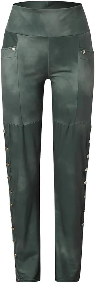 Casual Trousers for Women Stretchy Pencil Fit Rivets Pants Waist Slim Women Sexy High Patchwork Side And Pants
