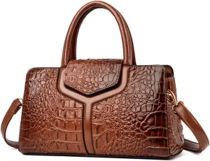 Chikencall Purses and Handbags for Women Crocodile Print Leather Top Handle Satchel Fashion Work Shoulder Bag