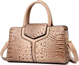 Chikencall Purses and Handbags for Women Crocodile Print Leather Top Handle Satchel Fashion Work Shoulder Bag