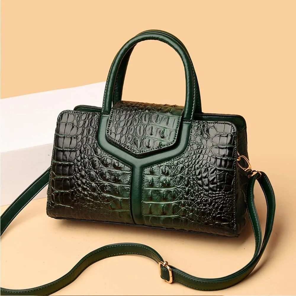 Chikencall Purses and Handbags for Women Crocodile Print Leather Top Handle Satchel Fashion Work Shoulder Bag