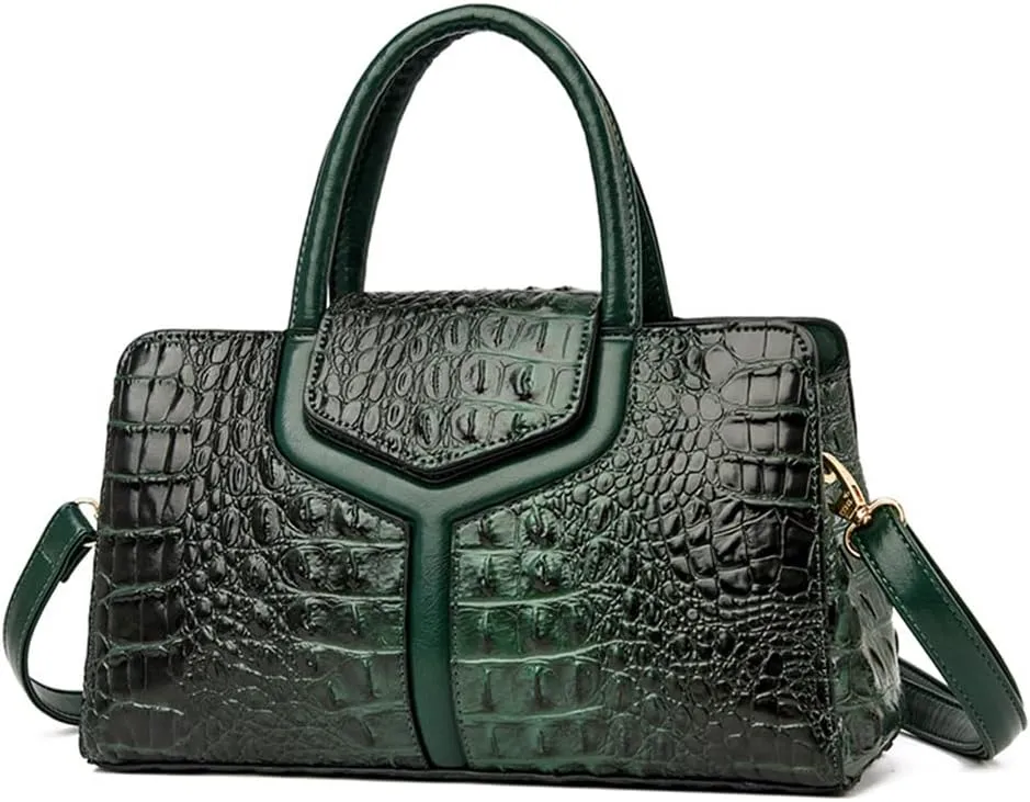 Chikencall Purses and Handbags for Women Crocodile Print Leather Top Handle Satchel Fashion Work Shoulder Bag