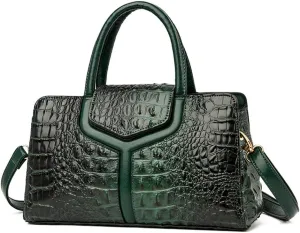 Chikencall Purses and Handbags for Women Crocodile Print Leather Top Handle Satchel Fashion Work Shoulder Bag