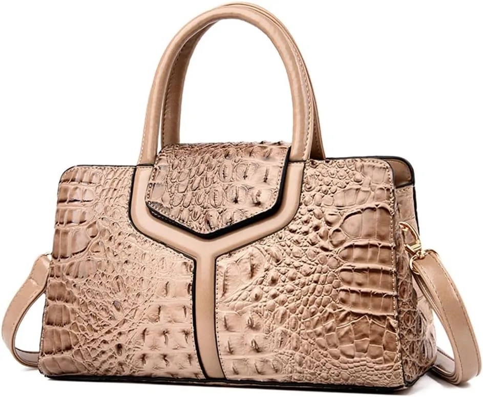 Chikencall Purses and Handbags for Women Crocodile Print Leather Top Handle Satchel Fashion Work Shoulder Bag