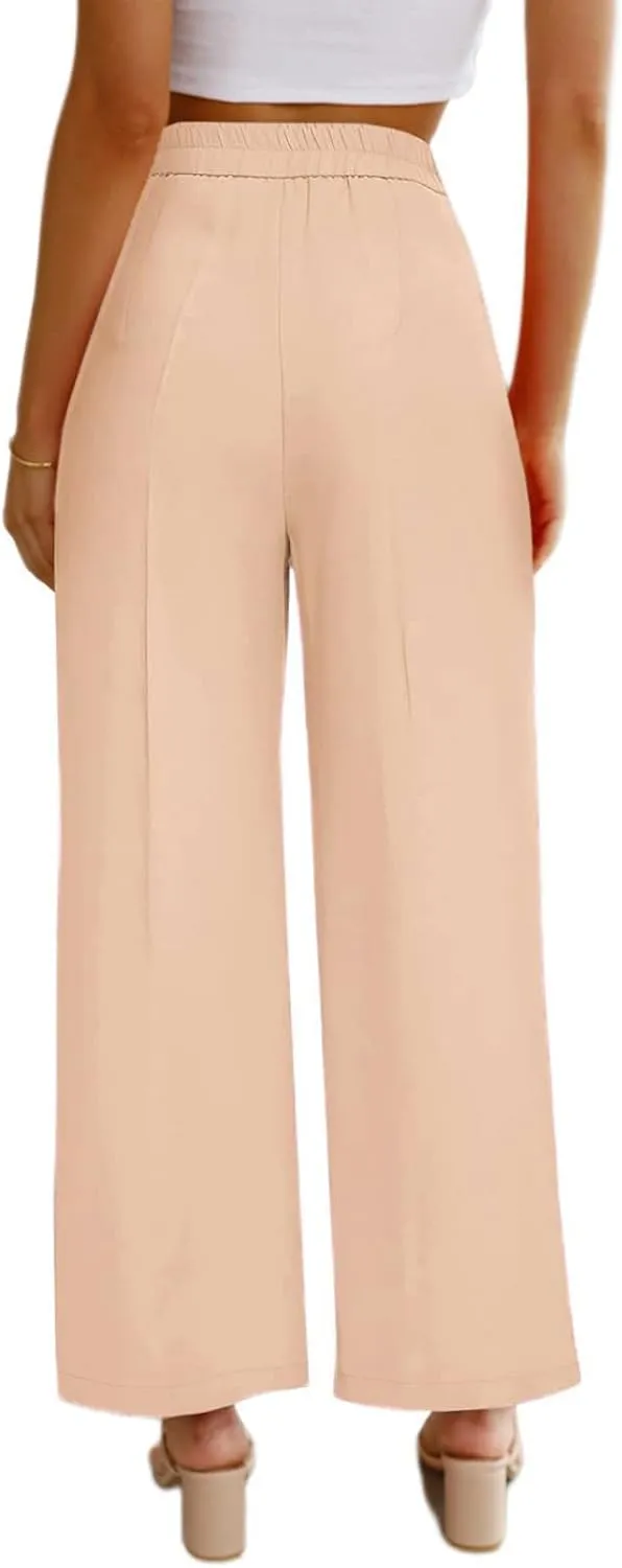 chouyatou Women's Elastic High Waisted Dress Pants Business Casual Work Pants Cropped Trousers