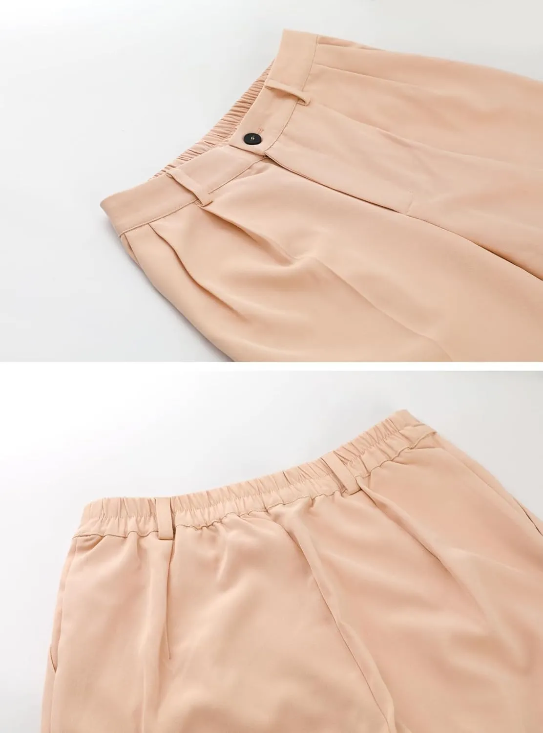 chouyatou Women's Elastic High Waisted Dress Pants Business Casual Work Pants Cropped Trousers
