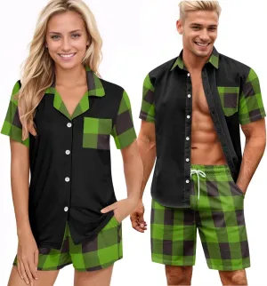 Couple Pajamas Matching Sets Womens Pajama Sets With Pockets Button Down Loungewear for Men