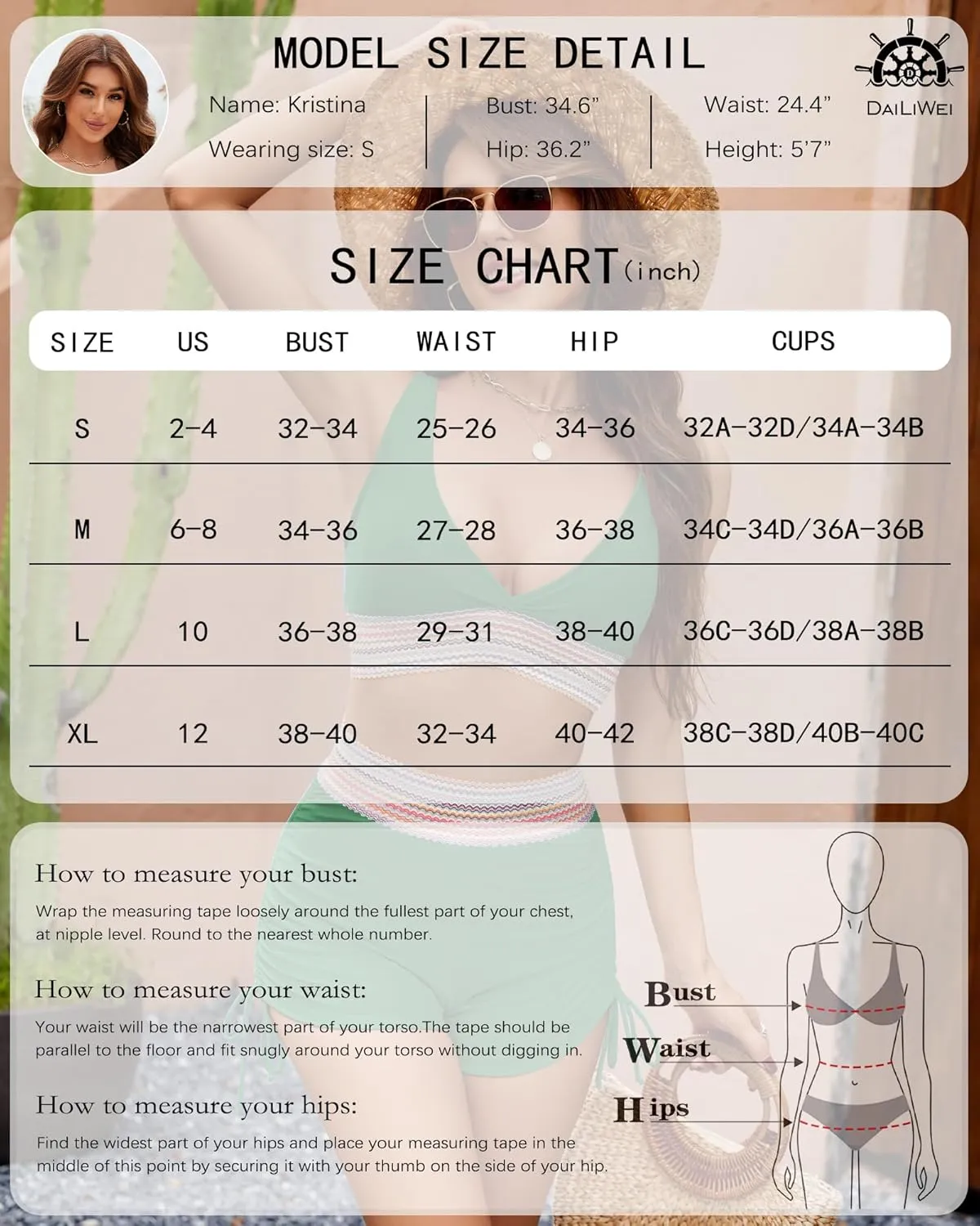 DaiLiWei 2 Piece Tummy Control Swimsuits for Women 2024 High Waisted Bikini Sets Sporty Color Block Bathing Suits Swim Shorts