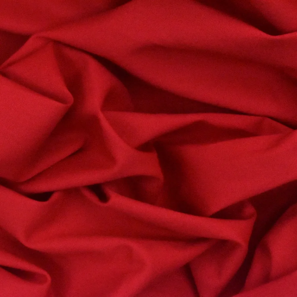 Dark Red Solid Stretch Poplin Woven Fabric