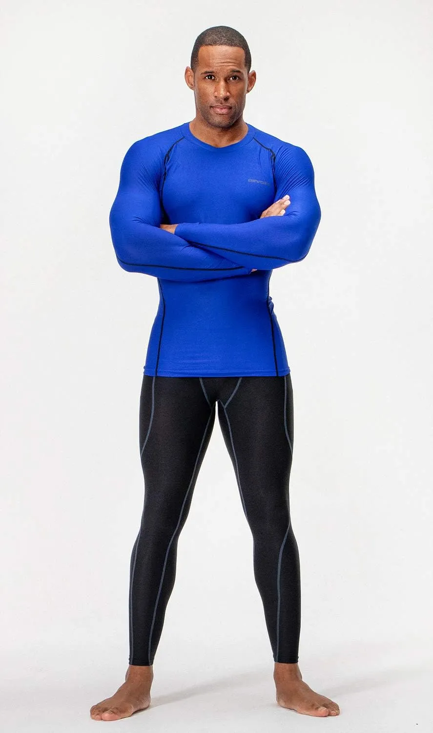 DEVOPS 3 Pack Men's UPF 50  Long Sleeve Compression Shirts Quick Dry, Cool Gear for Garage Garden Gym Yard and Workouts