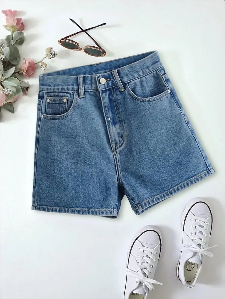 EMMIOL 2025 Jean Shorts for Women Basic Wash Stretchy Solid Denim Summer Hot Short Y2k Casual Jorts