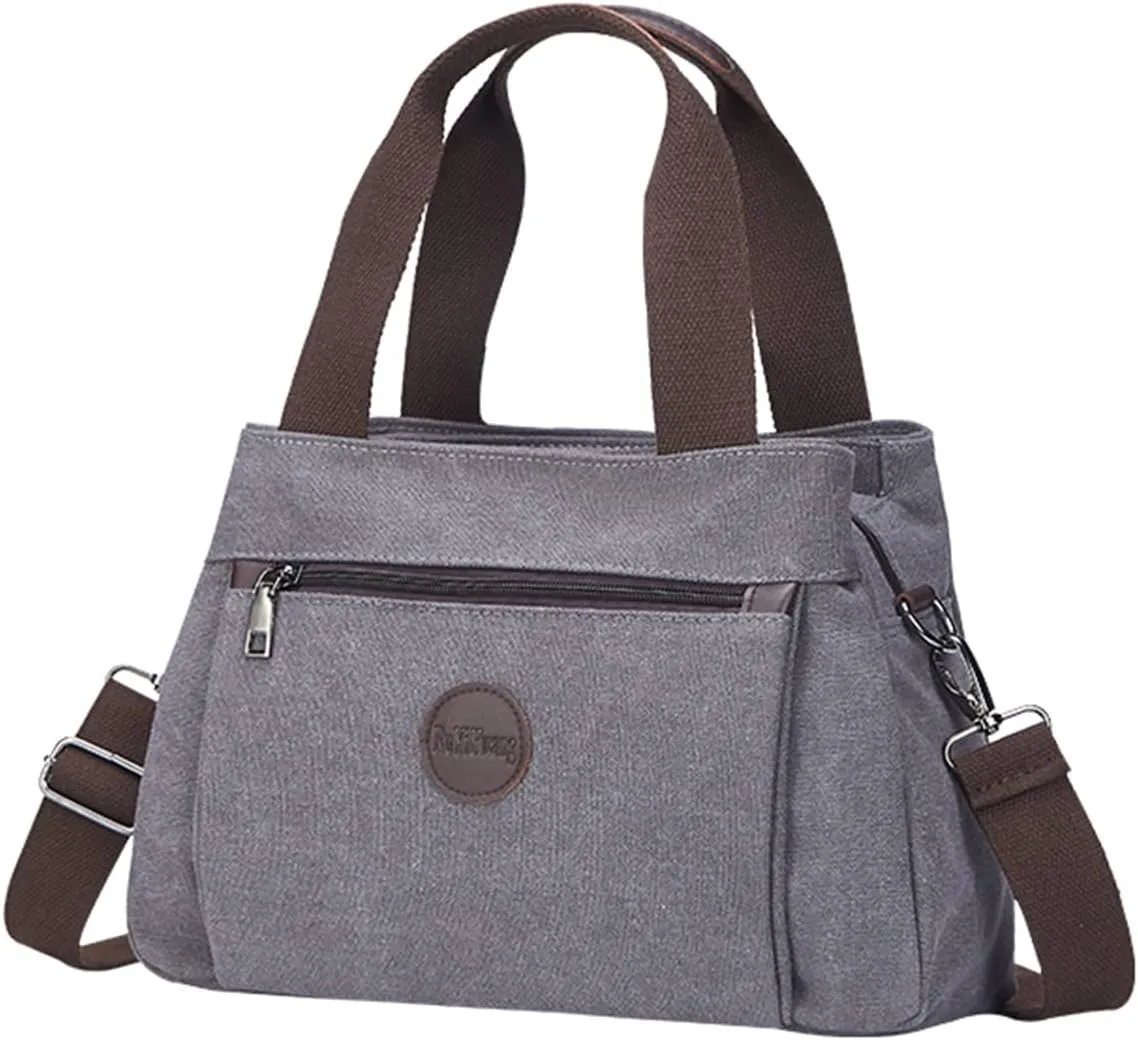 Emprier Women's Vintage Canvas Hobo Handbags Work Shoulder Crossbody Bag Tote Purses Multi-pocket Handbags