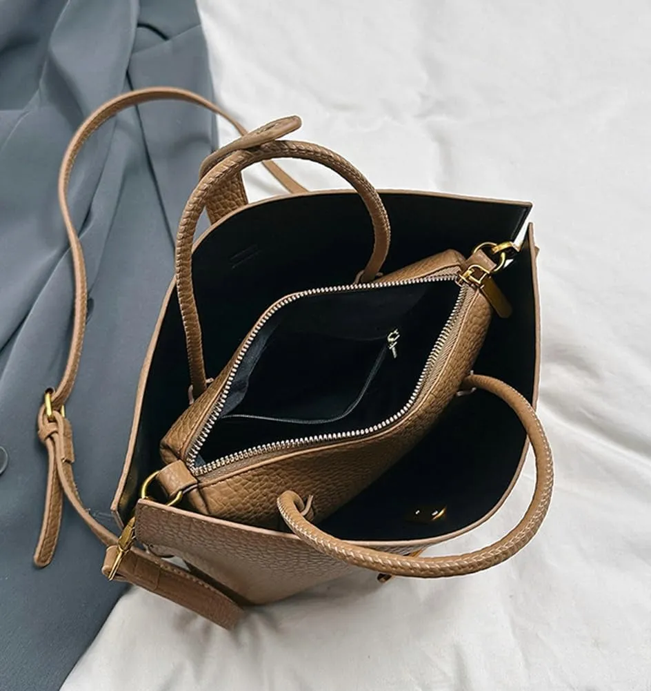 Epsion 2025 Tote Bag for Women Vegan Leather Soft Shoulder Bags Casual Shoulder Handbag Slouchy Purses