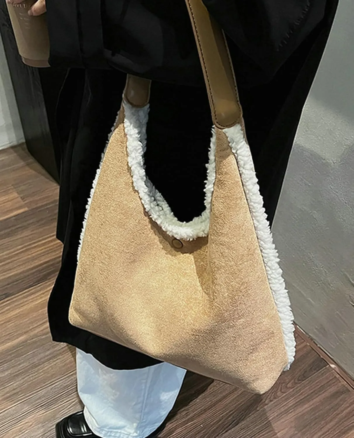 Epsion Suede Bags for Women Brown Handbag Retro Suede Slouchy Bag Shoulder Slouchy Bags 2025