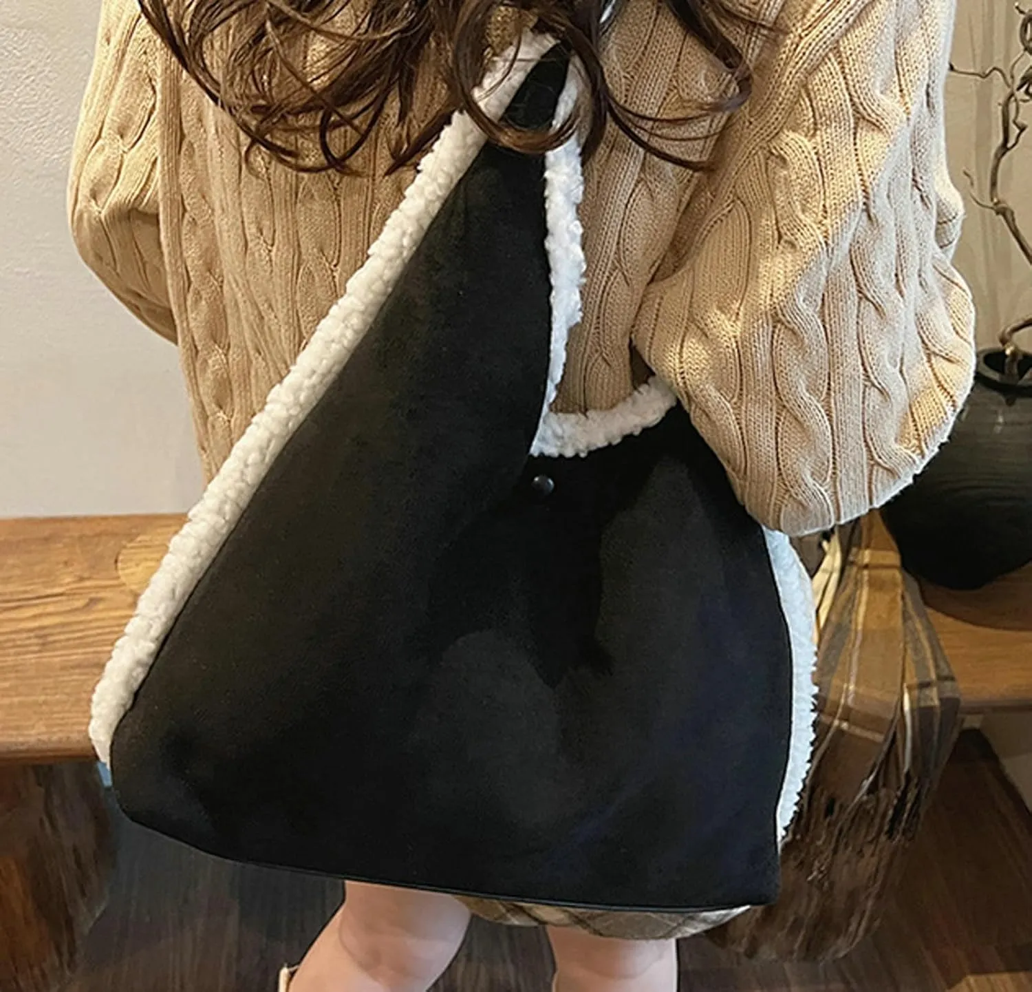 Epsion Suede Bags for Women Brown Handbag Retro Suede Slouchy Bag Shoulder Slouchy Bags 2025