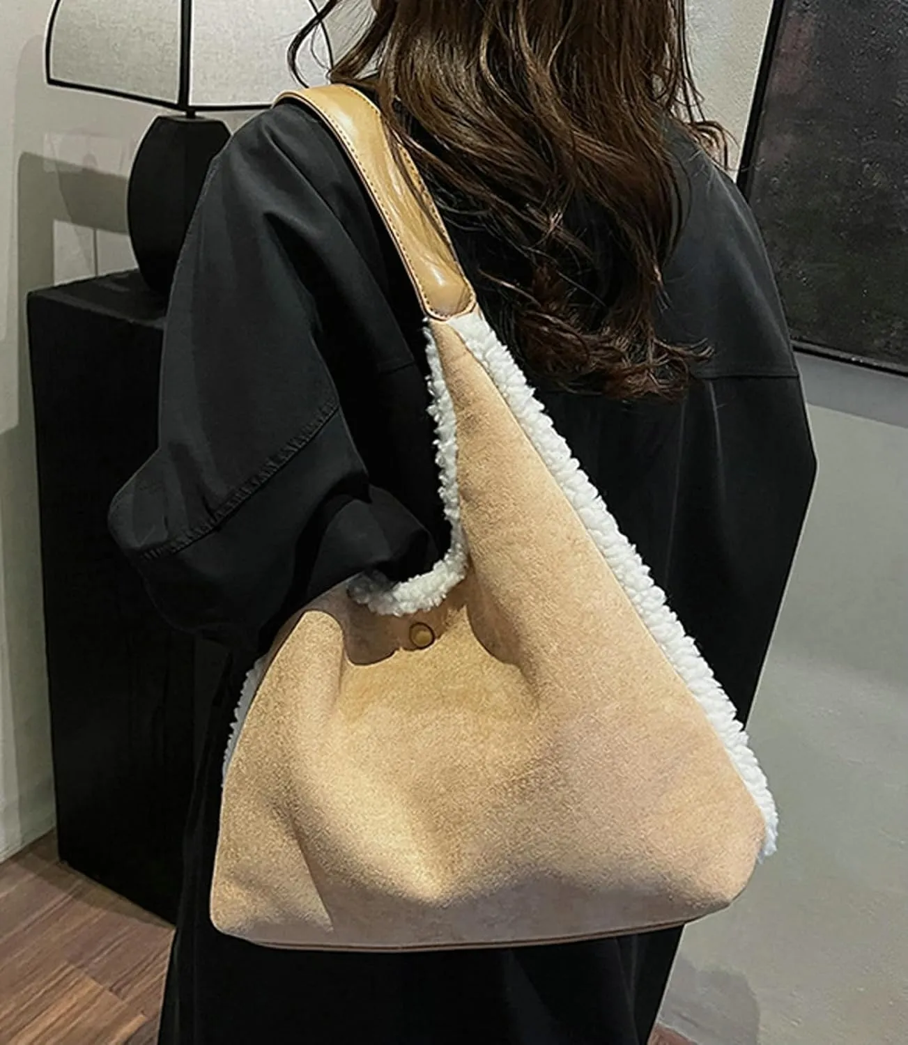 Epsion Suede Bags for Women Brown Handbag Retro Suede Slouchy Bag Shoulder Slouchy Bags 2025