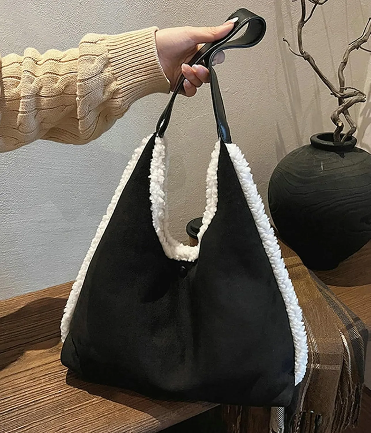 Epsion Suede Bags for Women Brown Handbag Retro Suede Slouchy Bag Shoulder Slouchy Bags 2025