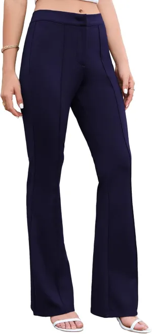 Famulily Women High Rise Tummy Control Flared Pants Zipper Up Stretch Pant for Dressy