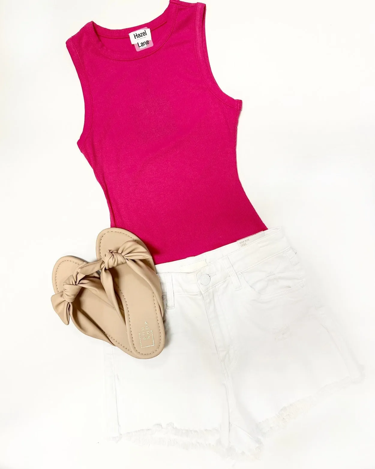 Farrah Fitted Ribbed Bodysuit- Hot Pink