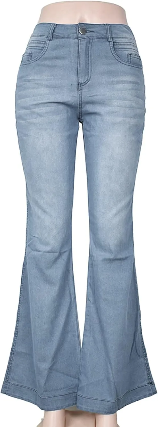 Flare Jeans for Women Casual High Waist Bootcut Denim Pants Wide Leg Bell Bottom Jeans Plus Size Tall Women Trousers