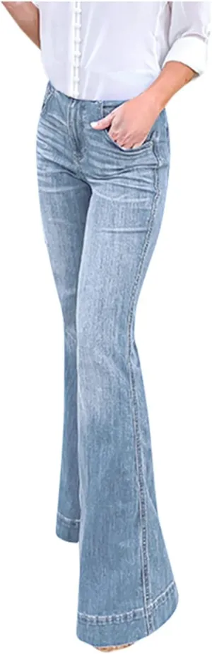 Flare Jeans for Women Casual High Waist Bootcut Denim Pants Wide Leg Bell Bottom Jeans Plus Size Tall Women Trousers