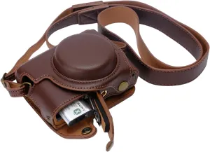 for Sony rx100 case,for Sony rx100 vi case,dsc-rx100 Mark ii,dsc-rx100 iii,dsc-rx100 iv,dsc-rx100 v RX100 vii m6 5a m3 Protective Leather Camera Case Bag with Camera Shoulder Strap (coffee)