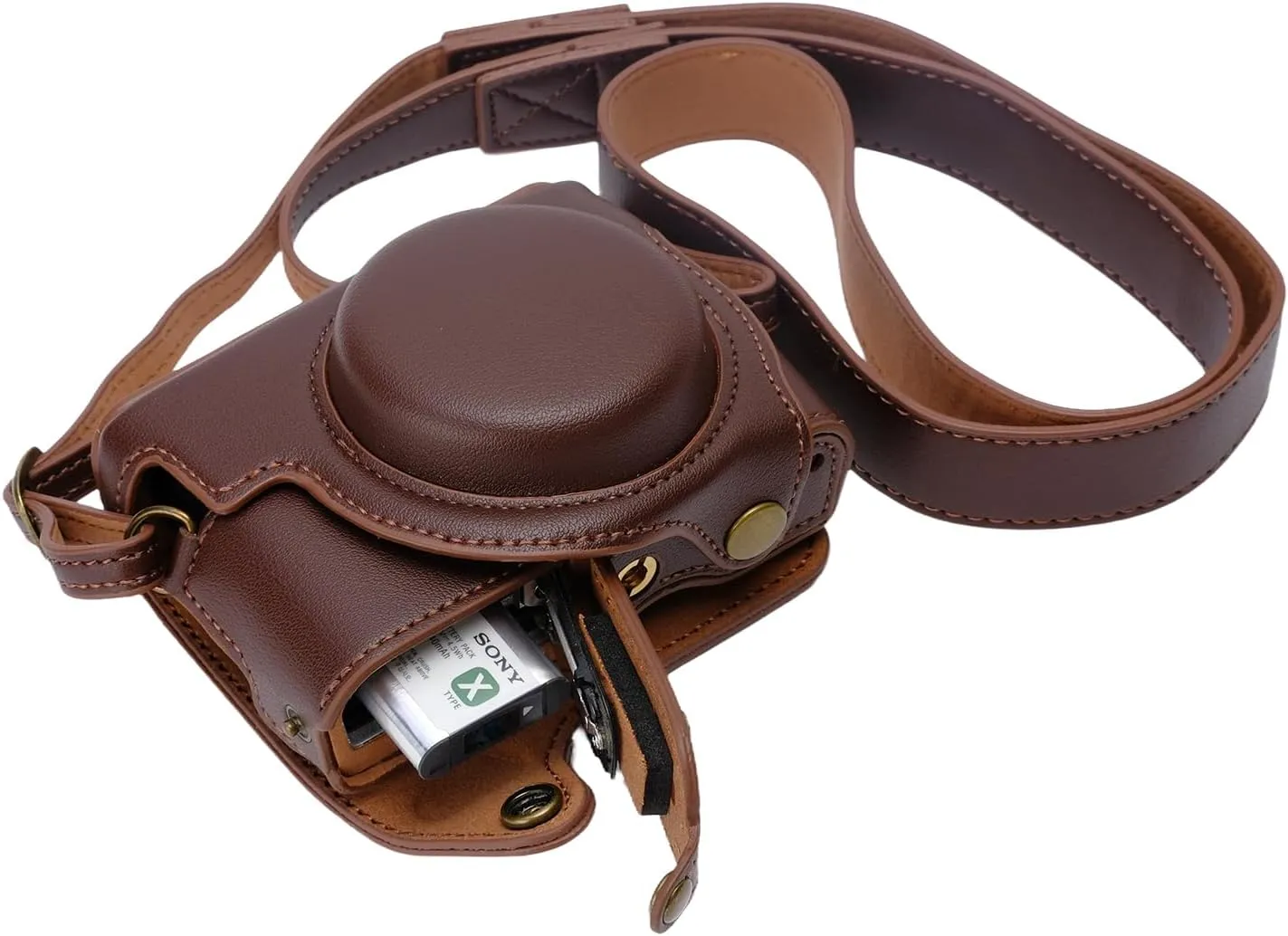 for Sony rx100 case,for Sony rx100 vi case,dsc-rx100 Mark ii,dsc-rx100 iii,dsc-rx100 iv,dsc-rx100 v RX100 vii m6 5a m3 Protective Leather Camera Case Bag with Camera Shoulder Strap (coffee)
