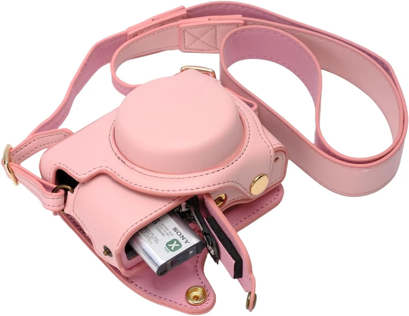 for Sony rx100 case,for Sony rx100 vi case,dsc-rx100 Mark ii,dsc-rx100 iii,dsc-rx100 iv,dsc-rx100 v RX100 vii m6 5a m3 Protective Leather Camera Case Bag with Camera Shoulder Strap (pink)