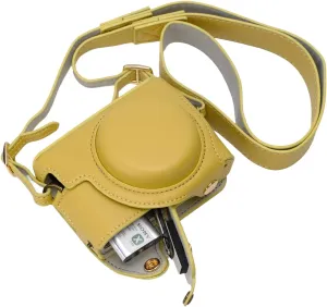 for Sony rx100 case,for Sony rx100 vi case,dsc-rx100 Mark ii,dsc-rx100 iii,dsc-rx100 iv,dsc-rx100 v RX100 vii m6 5a m3 Protective Leather Camera Case Bag with Camera Shoulder Strap (yellow)