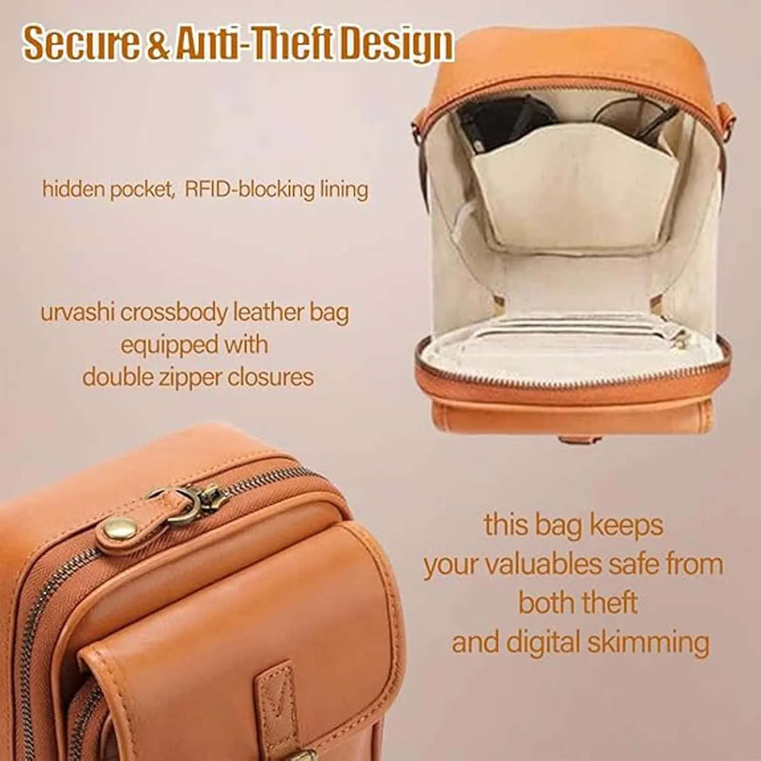 Forcipower Crossbody Bag, 2025 New Forcipower Crossbody Leather Bag for Women, Anti-Theft Retro Design
