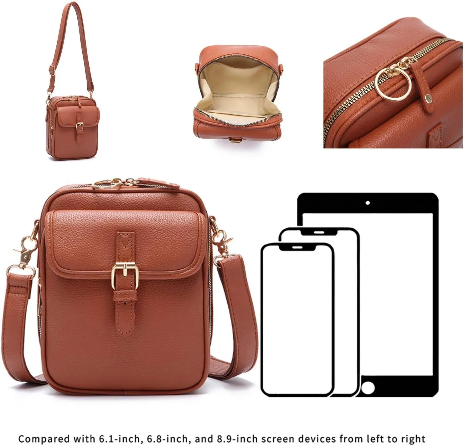 Forcipower Crossbody Bag, 2025 New Forcipower Crossbody Leather Bag for Women, Anti-Theft Retro Design