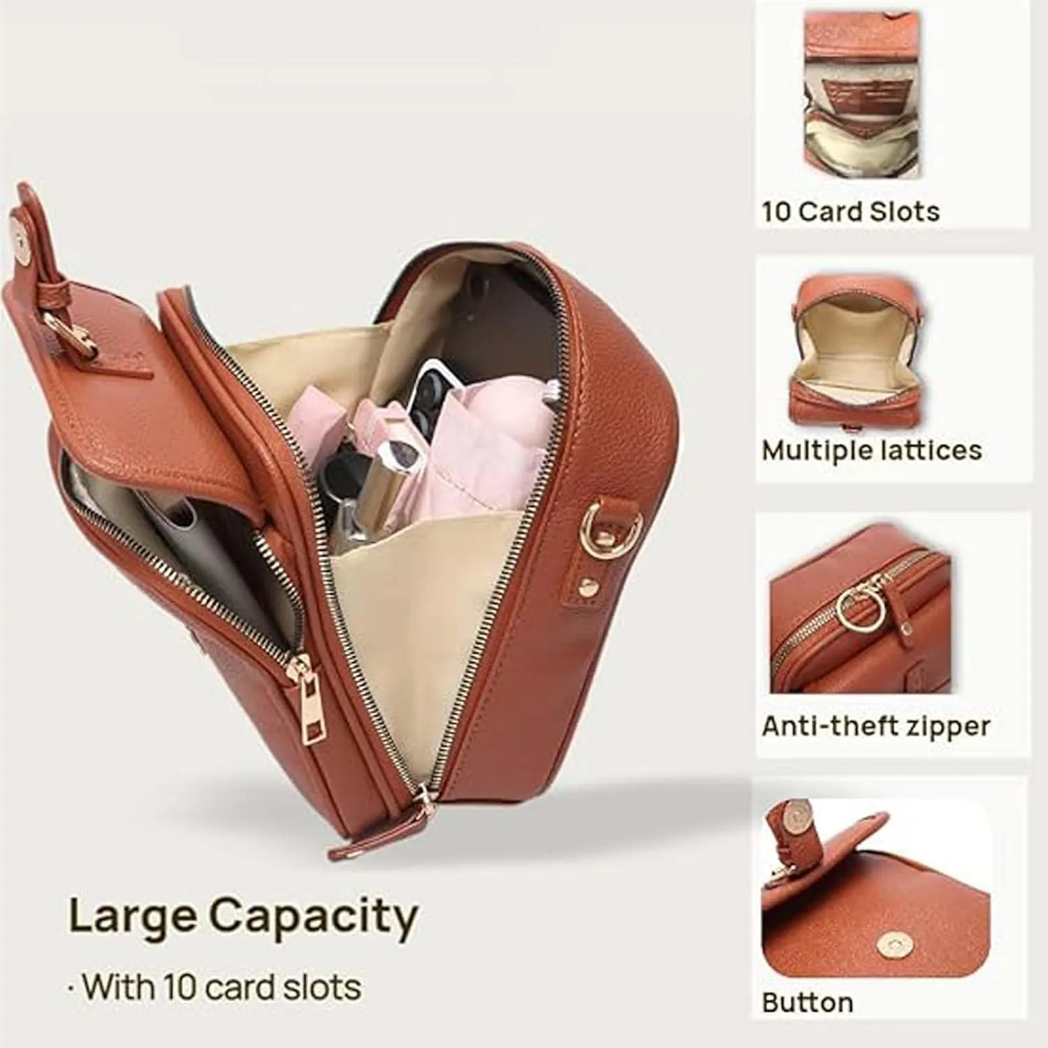 Forcipower Crossbody Bag, 2025 New Forcipower Crossbody Leather Bag for Women, Anti-Theft Retro Design