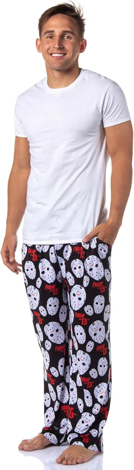 Friday The 13th Mens' Jason Voorhees Mask Horror Allover Print Sleep Pajama Pants