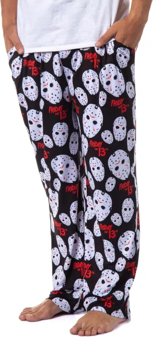 Friday The 13th Mens' Jason Voorhees Mask Horror Allover Print Sleep Pajama Pants