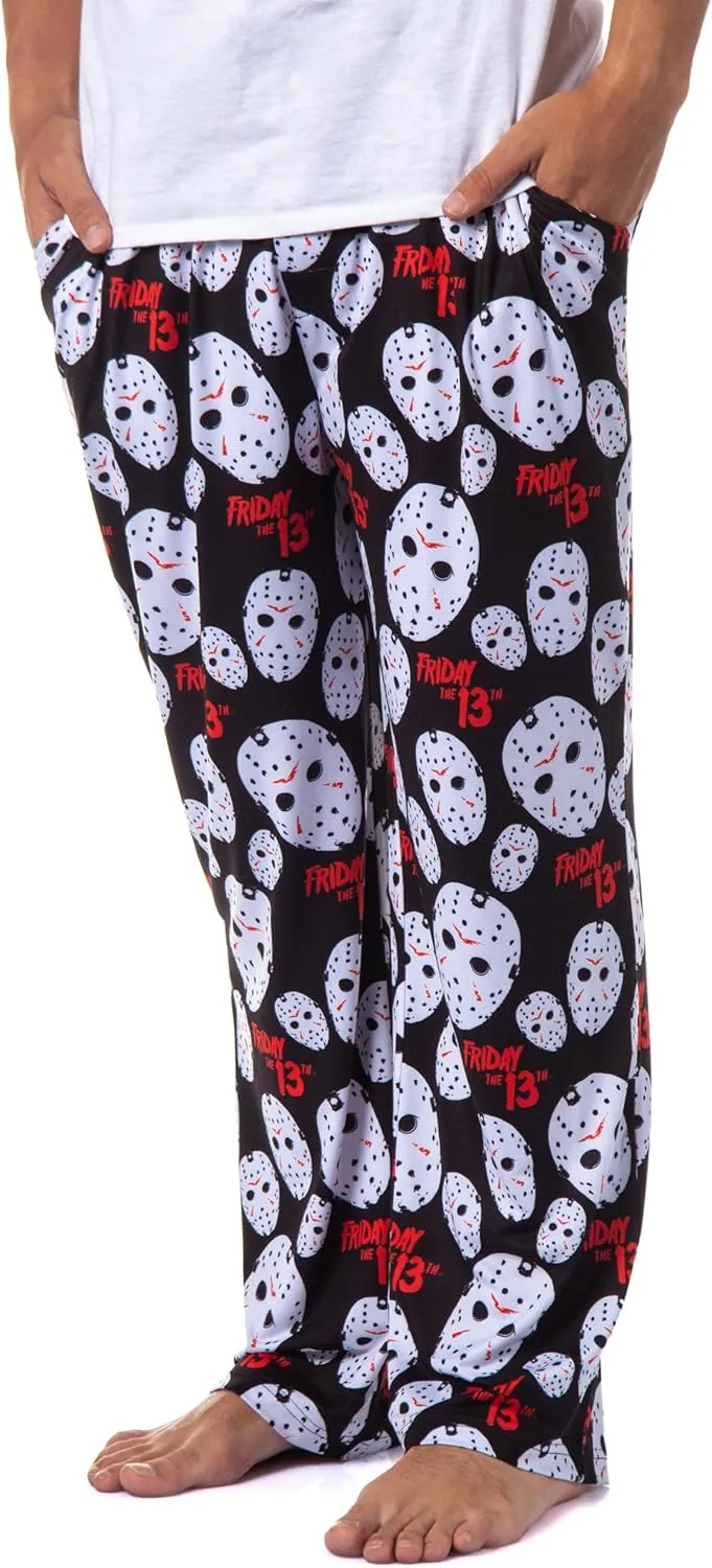 Friday The 13th Mens' Jason Voorhees Mask Horror Allover Print Sleep Pajama Pants