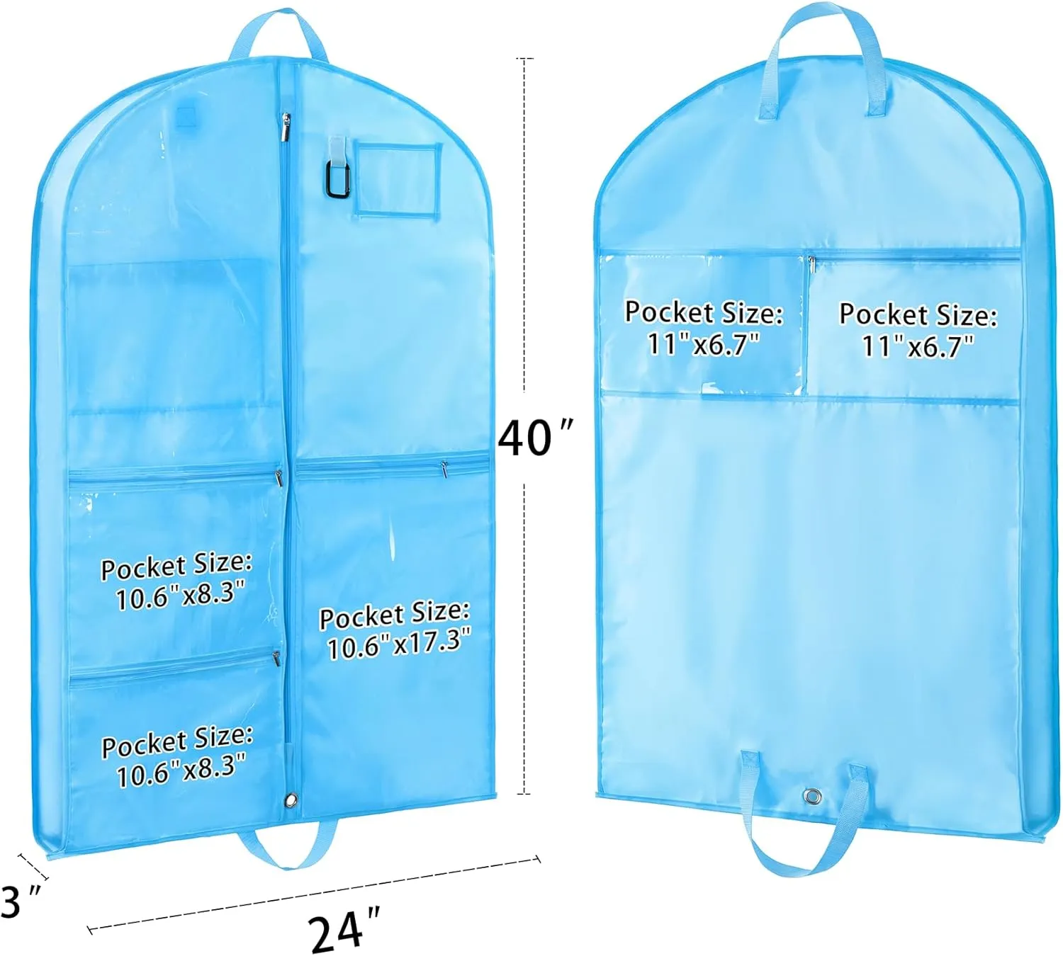 Garment Bag for Hanging Clothes, 40"Waterproof Dance Costume, Gusseted Kids Garment Bag with Zippered Pockets for Dance Costume Competition, Travel, Beauty Pageants, Black