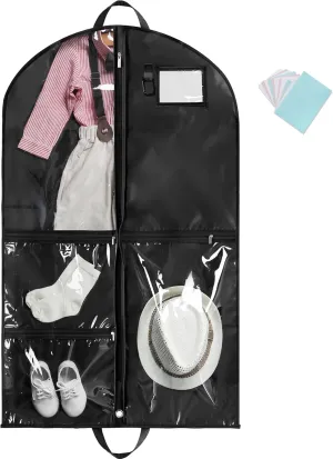 Garment Bag for Hanging Clothes, 40"Waterproof Dance Costume, Gusseted Kids Garment Bag with Zippered Pockets for Dance Costume Competition, Travel, Beauty Pageants, Black