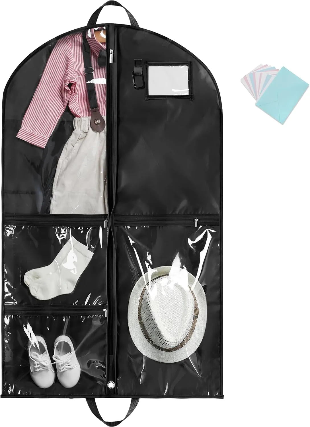Garment Bag for Hanging Clothes, 40"Waterproof Dance Costume, Gusseted Kids Garment Bag with Zippered Pockets for Dance Costume Competition, Travel, Beauty Pageants, Black