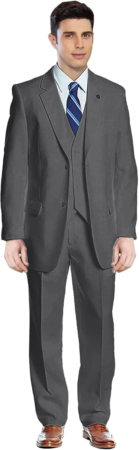 GATMSTZ Men's Notch Lapel 3 Pieces Wedding Suit Big and Tall Tuxedo Vest Pants