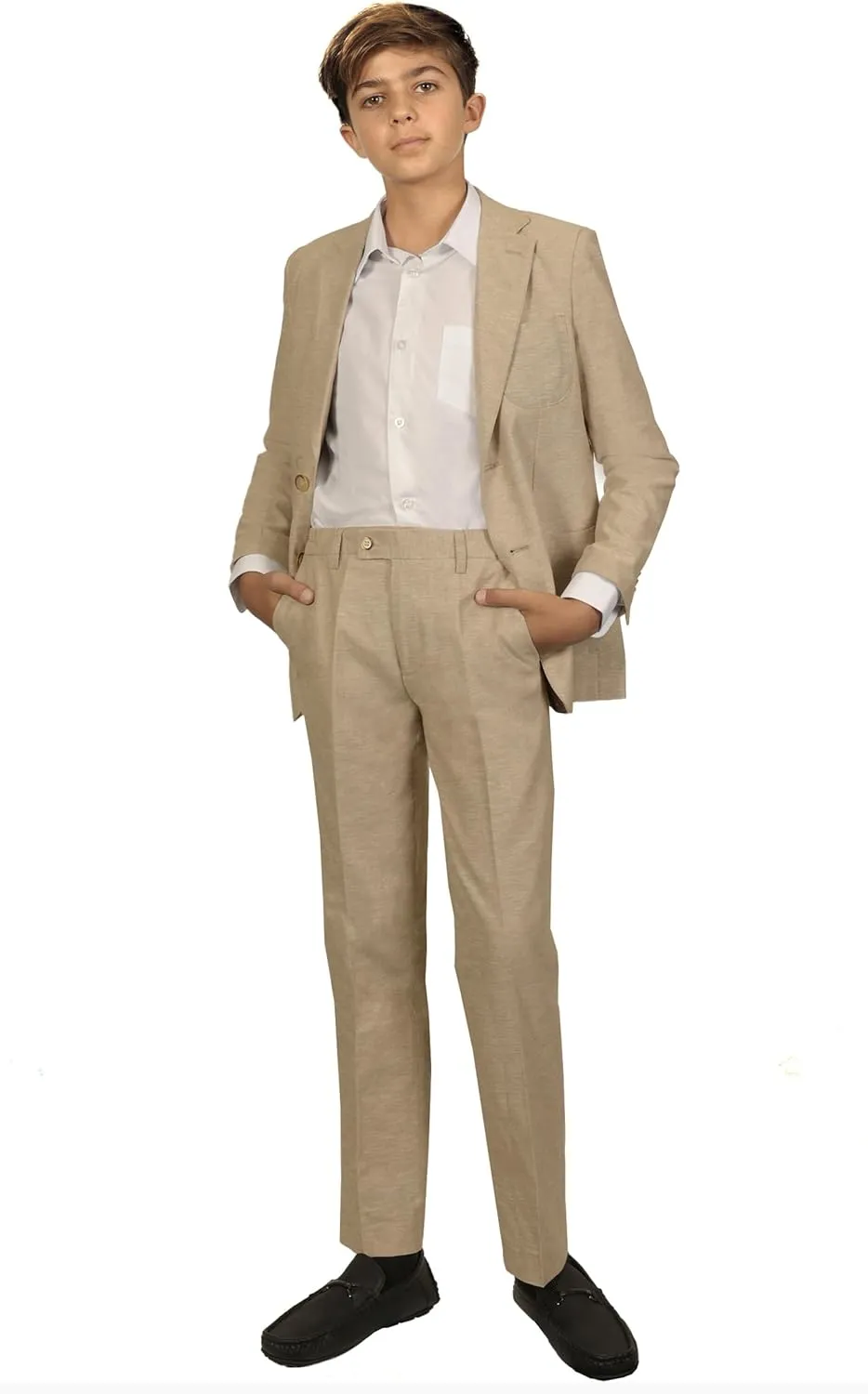 Gioberti Kids and Boys Linen Suit Set Jacket and Dress Pants