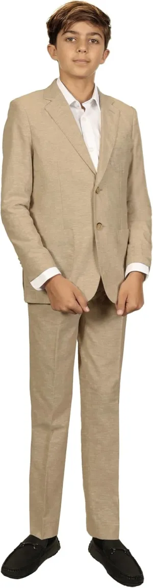 Gioberti Kids and Boys Linen Suit Set Jacket and Dress Pants