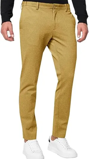 Golf Pants for Men Stretch Slim Fit Outdoor Work Dress Pants Male Casual Fashion Business Office Flat Front Trousers